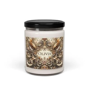 Scented Soy Candle, 9oz OLIVIA Personalized Stunning Design 3, Gift Home Decor - Picture 1 of 51