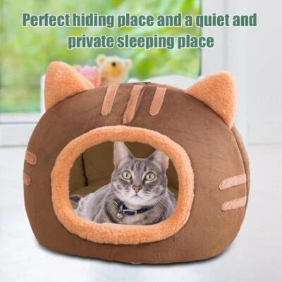 Pet Cat Dog Warm Winter House Cave Bed Soft Sleeping Cushion Fluffy Large Kennel - Image 1 of 4