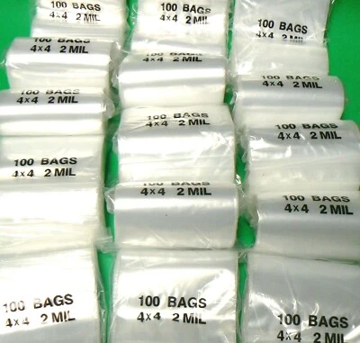 4000 Zip Seal Lock Bags 4x4 Clear 2mil Reclosable Plastic 4" x 4" Square 4,000 - Image 1 of 4