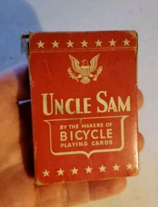 1942 W W Il Uncle Sam Red Bicycle Playing Cards Say Japan Honolulu Hawaii Joker - Bild 1 von 20