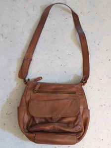 Fossil Smooth Soft Brown Aged Leather Crossbody Bag Adjustable Strap Handbag - Picture 1 of 13