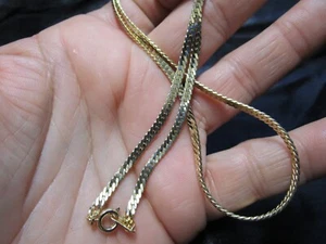 Vintage 80s Korea Herringbone Style Women's Gold Tone Chain Necklace - 19in - Picture 1 of 6