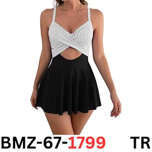 B2prity Women Cutout One Piece Skirt Swimsuit V Neck Wrap Tie Back Swimdress 2XL - Picture 1 of 6