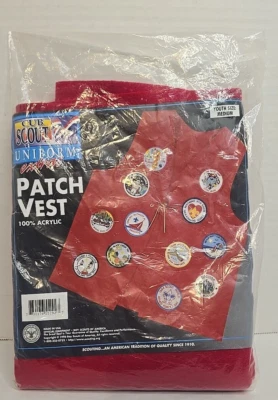 BSA Boy Scouts Of America Cub Scout Uniform Patch Vest Youth Large USA Made NEW - Image 1 of 4