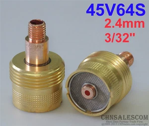 2 pcs 45V64S Large Gas Len Collet Bodys for Tig Torch WP-9/20/25  2.4mm 3/32" - Picture 1 of 4