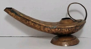 Vintage Copper Genie Oil Lamp Aladdin Incense Decor - Picture 1 of 11