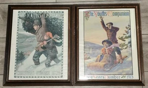 Boy Scout The Youth's Companion Cover 1908 Framed Picture Lot of 2 16" x 12.5" - Picture 1 of 14