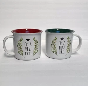 Cookie & Co Im A New Mom & Dad 12oz Coffee Mug Tea Cup Set Christmas Holiday - Picture 1 of 12