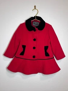 Rothschild Red And Black coat girls wool 3T Bows Holiday Classic - Picture 1 of 14