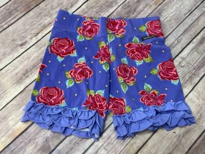 Matilda Jane sz 12 Paint by Numbers Barnyard shorties purplish w/red roses B18 - Image 1 of 2