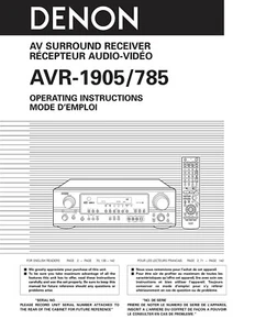 Denon AVR-1905 AVR-785 Receiver Owners Manual - Picture 1 of 1