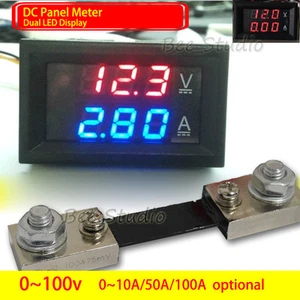 DC 0-100V 10A 50A 100A Digital Voltmeter Ammeter Dual LED Amp Volt Meter / Shunt - Picture 1 of 13