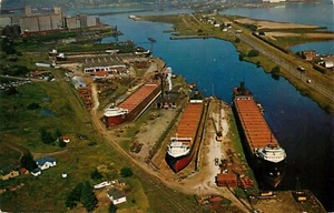 Postkarte Wisconsin Trockendock Superior Vogelperspektive unbesendet - Bild 1 von 2