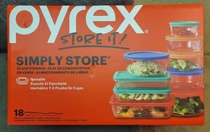 Pyrex 18-Piece Oven Freezer Dishwasher Safe Glass Storage w/ Lids - NEW! - Picture 1 of 4