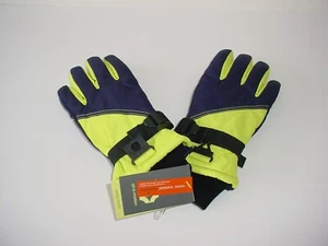 All In Motion Snow Sport Gloves Unisex Youth 4-7 Black Wrist Straps Waterproof - Picture 1 of 2