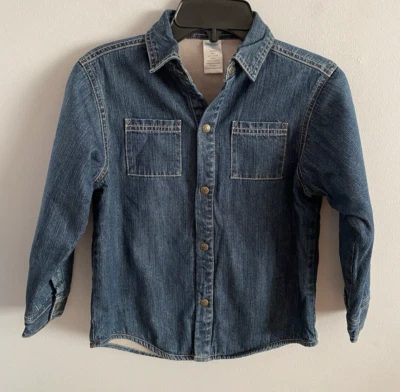 Chaqueta vaquera GYMBOREE camisa forrada de vellón botones a presión niños talla 5 nueva con etiquetas Foto 1 de 4