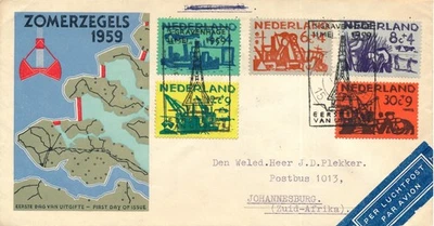 NETHERLANDS 1959, ''DELTA WORKS'', FIRST DAY COVER TO SOUTH AFRICA. #M6 - Image 1 of 2