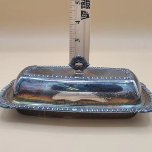 Vintage Crosby Butterdose versilbert mit Deckel und Glaseinsatz - Bild 1 von 6