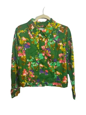 Isaac Mizrahi Live Womens 12 Jacket Blazer Colorful Green Floral Boho Artsy Fun - Image 1 of 4