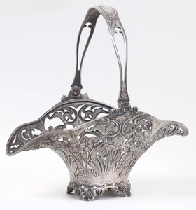 Antiker Korb Gorham Sterlingsilber Jugendstil ästhetische Blumen Bonbon Henkel - Bild 1 von 6
