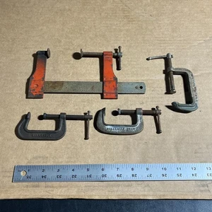 STANLEY HANDYMAN NO. H157 6 INCH CLAMP & MALLEABLE 2" C CLAMPS (SET OF 4) - Picture 1 of 11