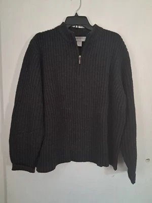 Marconi Pure Australian Merino 100% Extra Fine Merino Wool Dark Gray Rib Knit - Image 1 of 4