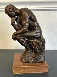 Estatua de Rodin The Thinker Austin Productions 1994 de colección base de madera de 10,25" - Imagen 1 de 6