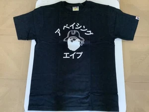 Authentic a bathing ape bape katakana pirate college tee t shirt black M L new - Picture 1 of 7