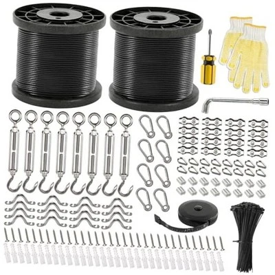 400 Ft String Light Hanging Kit Outdoor, Nylon Coated Stainless Steel 304 400FT - Image 1 of 4