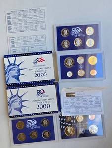 Uncirculated U.S. Mint Proof Sets 2000-2005 Lot Of 2 With OMP & COA - Picture 1 of 4