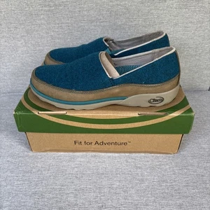 Chaco Sloan türkisblaue Woll-Slipper flacher Absatz Halbschuhe Damenschuhe Größe 7 - Bild 1 von 16