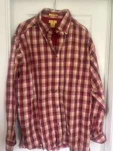 DUCK HEAD Vintage Long Sleeve Orange Yellow Red Plaid Cotton Size XL - Picture 1 of 4