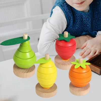 Giocattolo impilabile di frutta in legno, gioco impilabile, giocattolo per - Immagine 1 di 4