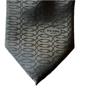 PRADA MILANO Black Luxury Preppy Designer Silk Tie Made in Italy - Picture 1 of 15