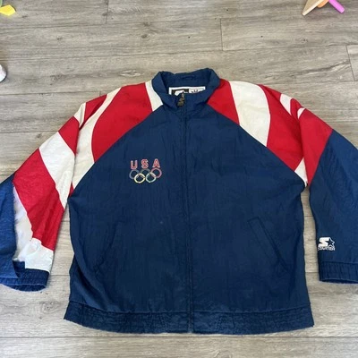 1996 Starter Atlanta Olympics Team USA Eagle Full Zip Windbreaker Jacket L VTG - Image 1 of 4