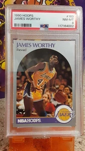 1990 NBA Hoops James Worthy #163 PSA 8 Lakers HOF Basketball Card NM-MT - Picture 1 of 2