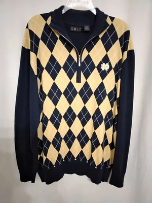 Suéter Notre Dame Argyle Dorado Marca XL Excelente Estado Foto 1 de 4