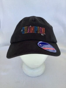 CHAMPION Logo Woman’s Unisex Adults Adjustable BASEBALL CAP Hat Black NWT OSFA - Picture 1 of 6