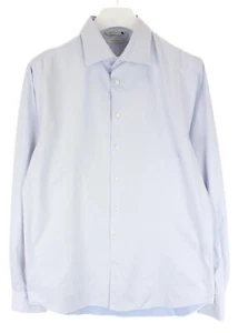 SUITSUPPLY Cotton Two Ply Formal Shirt Men's 43-7 / 17L Blue Button Up - Picture 1 of 9