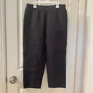 J. Jill Love Linen Black Cropped Pants Pockets Elastic Waist Women's Size XS NWT - Picture 1 of 11