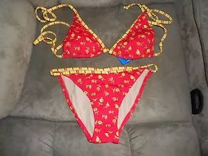 Tropi-Ties 2 piece Floral bikini bathing suit size Med Red,green,yellow,orange - Picture 1 of 4