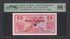 Northern Ireland One Pound 01-07-1970 P187acts Color Trial Spc UNC Grade 66 - Picture 1 of 2