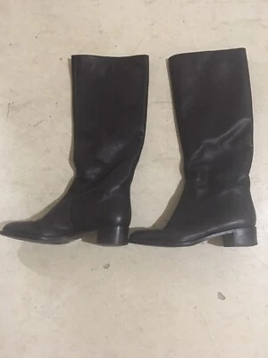 SERGIO ROSSI Brown Genuine LEATHER KNEE BOOTS Sz 35 MADE IN ITALY - Image 1 of 4