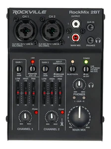 Rockville RockMix 2BT Mixer Interfaccia USB 2 Canali, Bluetooth a 2 Vie per Podcast - Foto 1 di 9