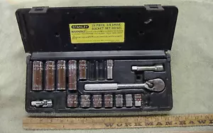 Vntg Stanley USA 88-291 3/8" Dr. Socket Group,Ratchet,Wobbler,13 Sockets,& Case - Picture 1 of 24