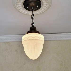 632c Antique 20's 30's Victorian Glass Ceiling Light Fixture porch pendant pair - Picture 1 of 10