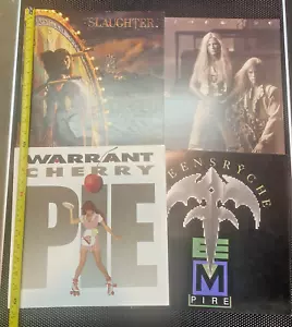 VTG 12" FLAT CARD STOCK HAIR METAL GLAM LOT PROMO 2-SIDED POSTER SIGN WARRANT - Picture 1 of 14