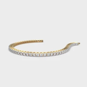 2 TCW Classic Tennis Bracelet Lab Grown Diamonds 14KT Yellow Gold HPHT Diamond - Picture 1 of 6