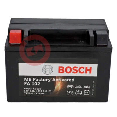 SEALED BOSCH BATTERY YTX9-BS 12V 8Ah Kawasaki Z 750 2008 2009 2010 - Image 1 of 4