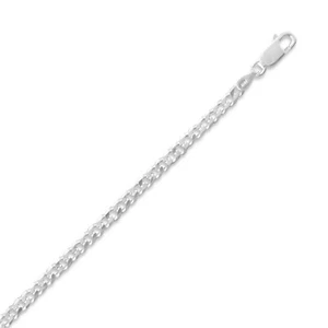 Beveled Curb Chain Necklace 3mm Width Sterling Silver - Picture 1 of 1